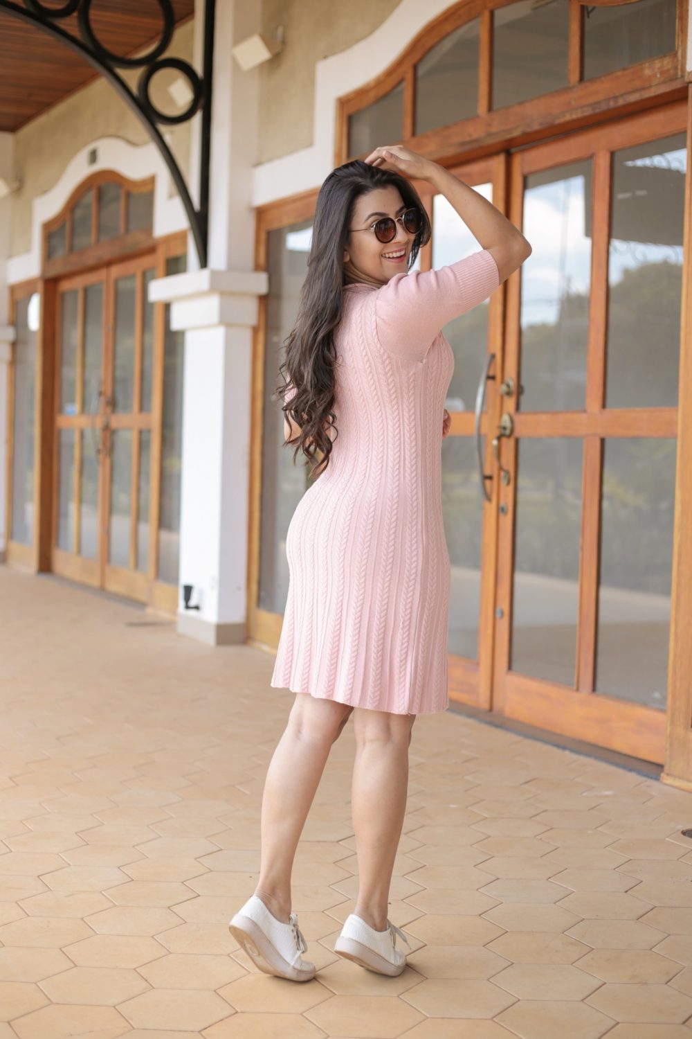 Vestido Tricot Rosê em Áquila Tauheny Store | Moda Evangélica
