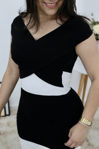 Vestido Tricot Black & White | Moda Evangélica