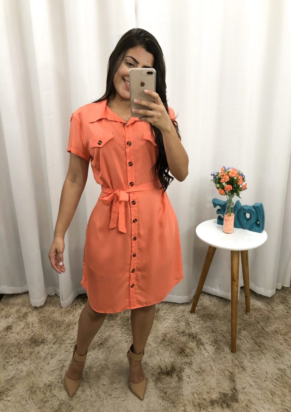 Vestido Laranja em Áquila Tauheny Store | Moda Evangélica