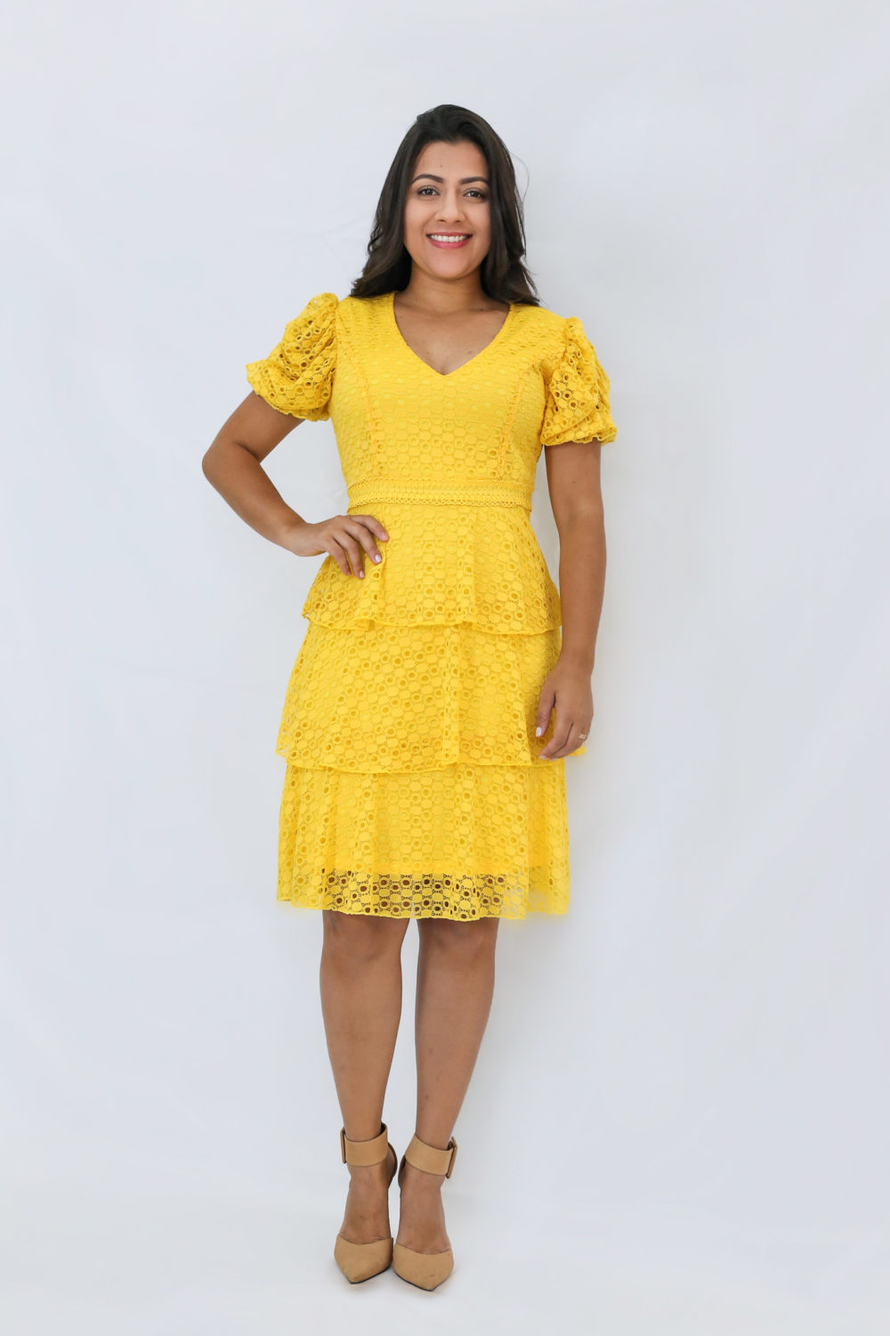Vestido Amarelo Renda em Áquila Tauheny Store | Moda Evangélica