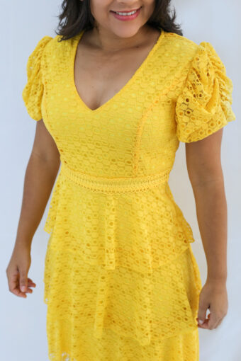 Vestido Amarelo Renda em Áquila Tauheny Store | Moda Evangélica