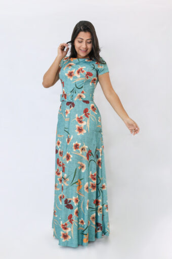 Vestido Longo Floral em Áquila Tauheny Store | Moda Evangélica