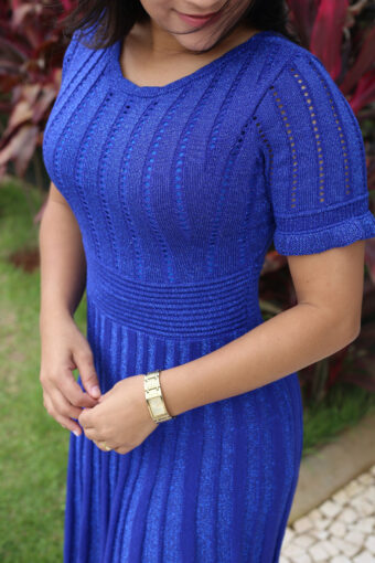 Vestido Tricot Azul Lurex em Áquila Tauheny Store | Moda Evangélica