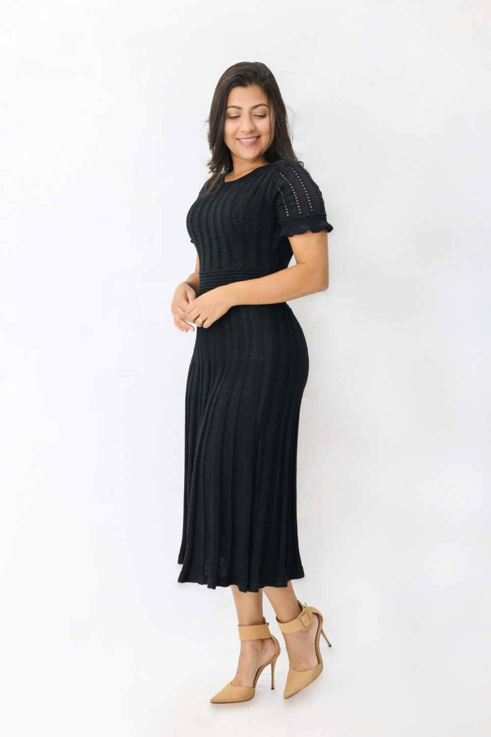 Vestido Tricot Preto Lurex em Áquila Tauheny Store | Moda Evangélica