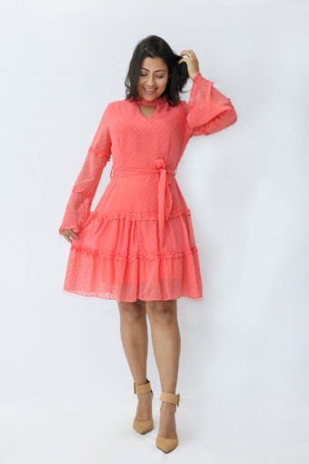 Vestido Tule Coral em Áquila Tauheny Store | Moda Evangélica