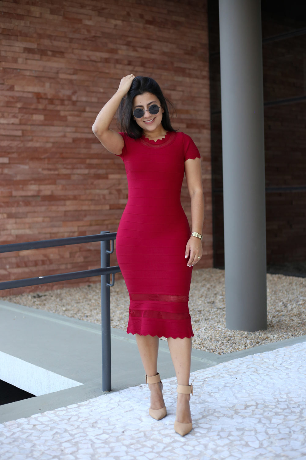 Vestido Bandagem Bordô/Vermelho em Áquila Tauheny Store | Moda Evangélica