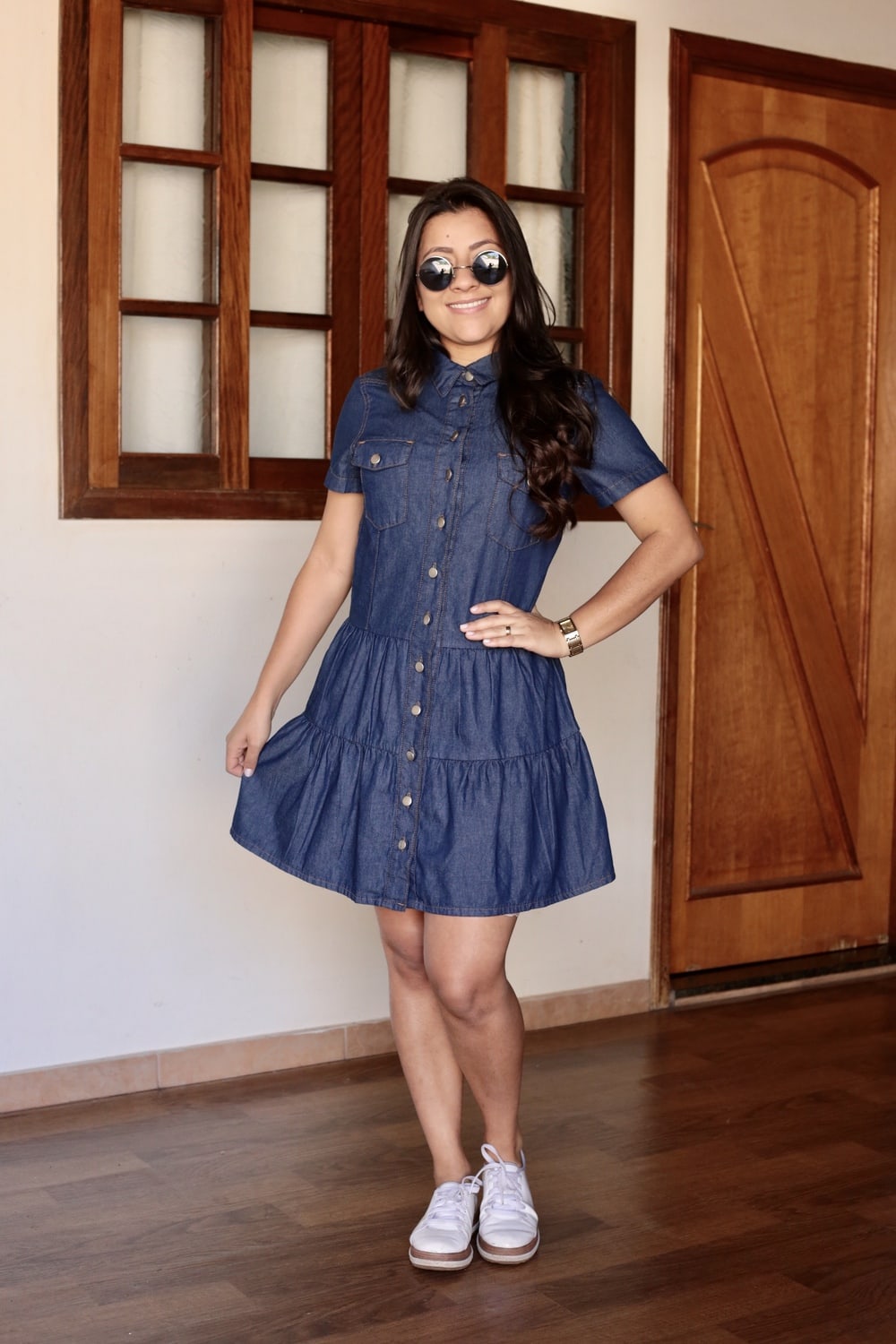 Vestido Jeans Babado Azul em Áquila Tauheny Store | Moda Evangelica