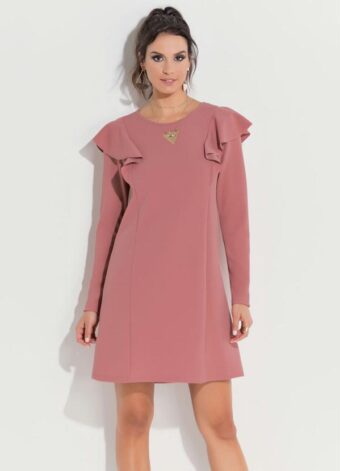Vestido Rosê com Babados em Áquila Tauheny Store | Moda Evangélica