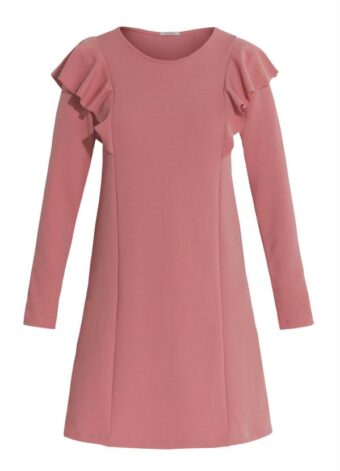 Vestido Rosê com Babados em Áquila Tauheny Store | Moda Evangélica