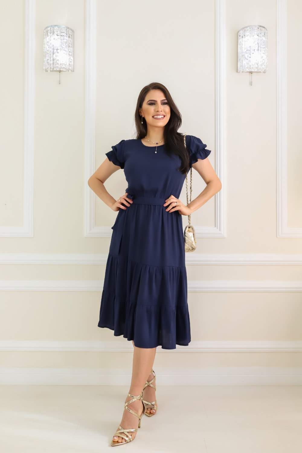 Vestido Midi Azul em Áquila Tauheny Store | Moda Evangélica
