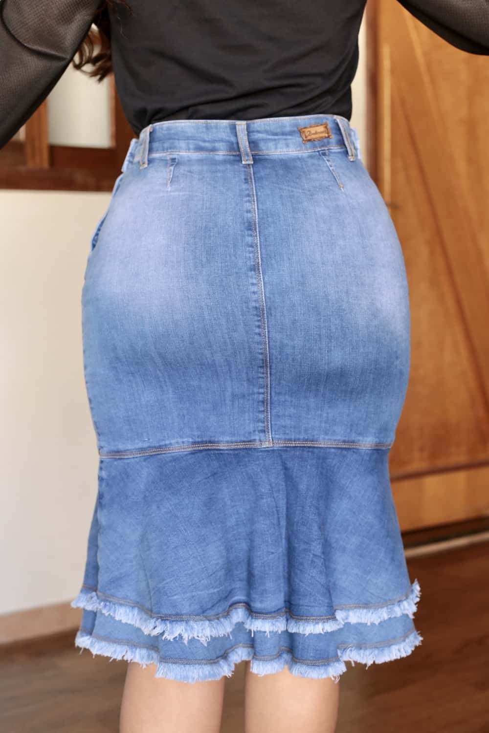 Saia Jeans Peplum Clara em Áquila Tauheny Store | Moda Evangélica