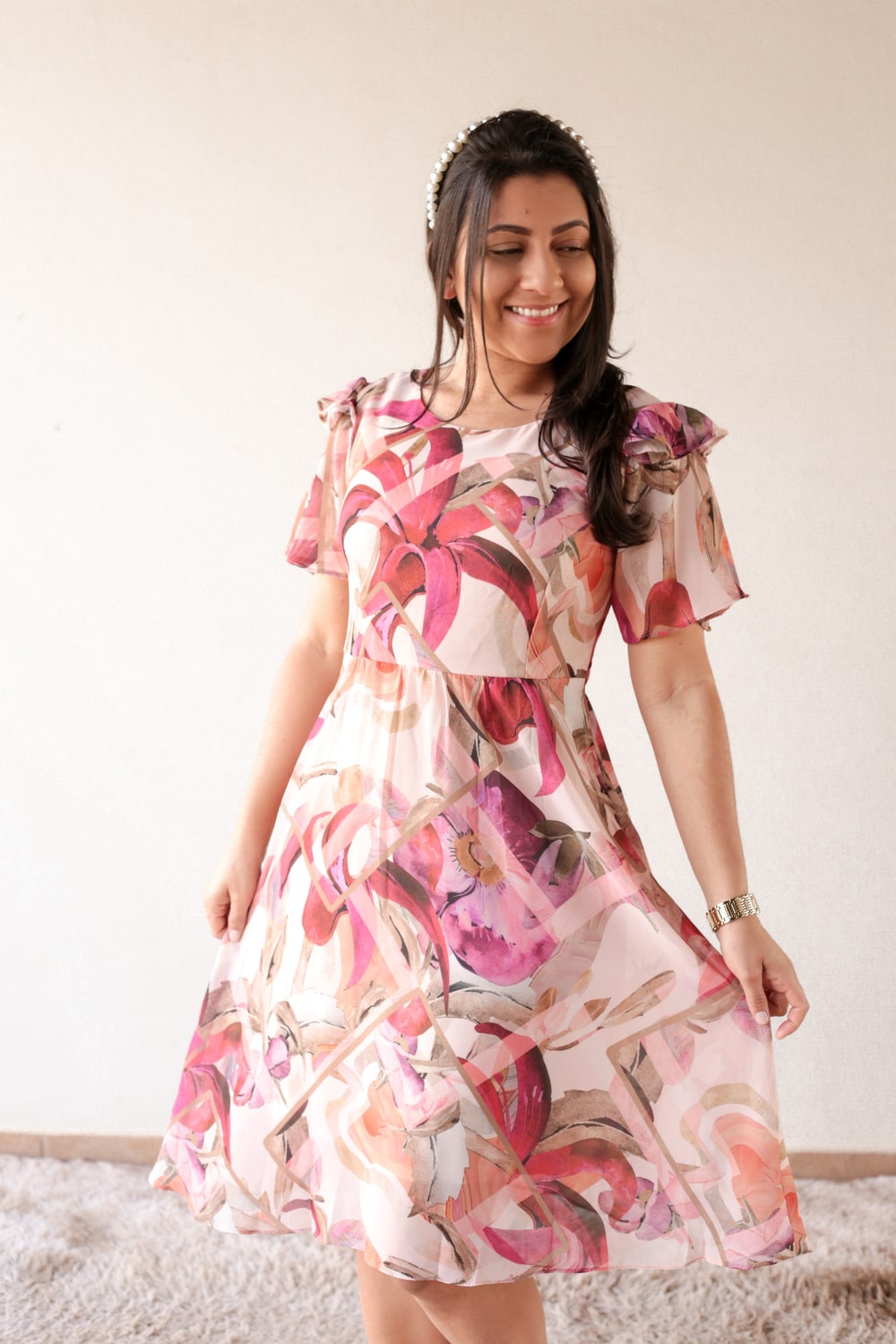 Vestido Floral Crepe em Áquila Tauheny Store | Moda Evangélica