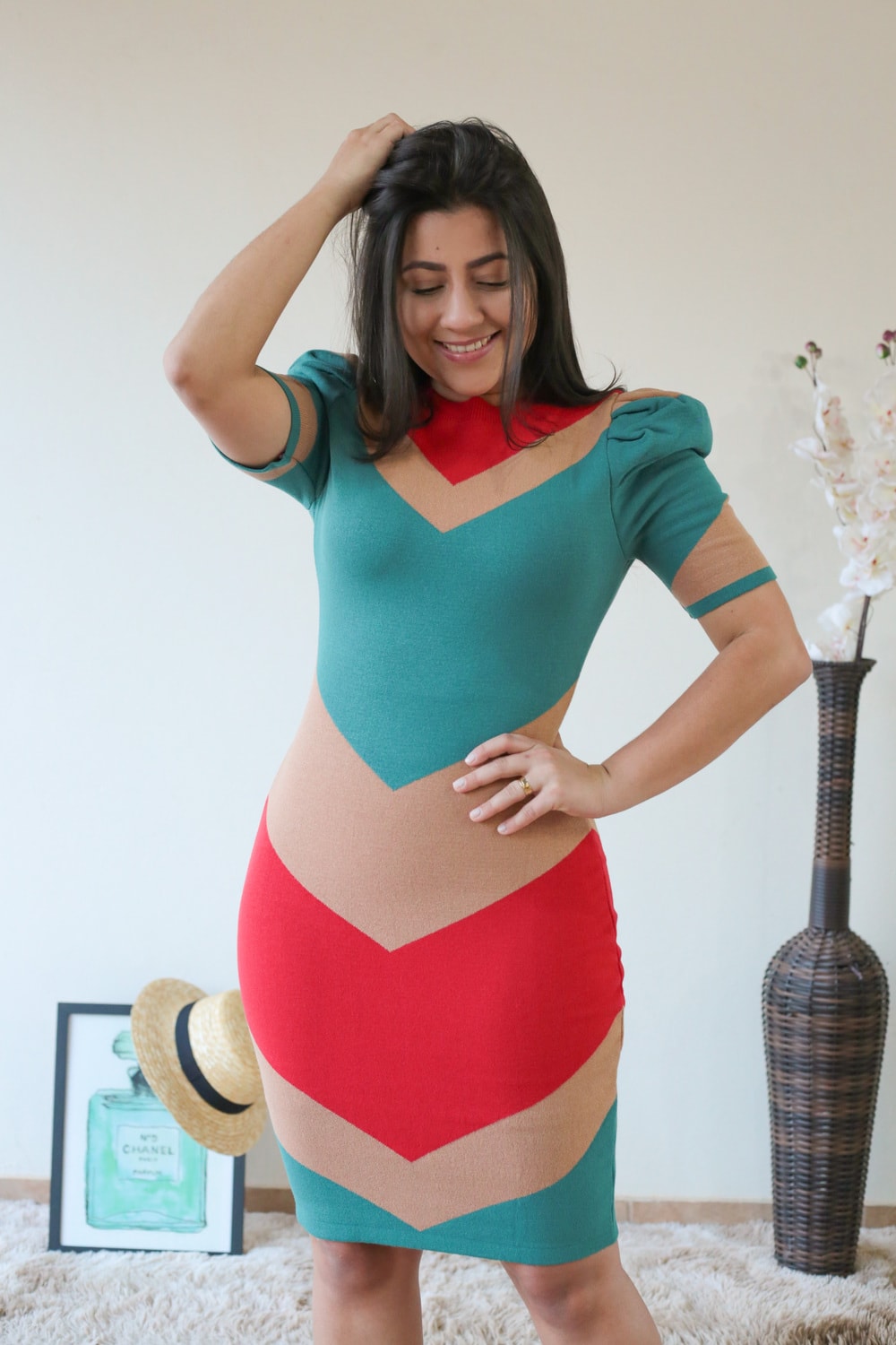Vestido Tricot Diagonal Vermelho em Áquila Tauheny Store | Moda Evangélica