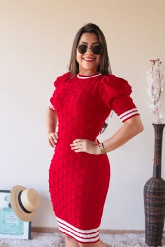 Vestido de Tricot Vermelho | Moda Evangelica