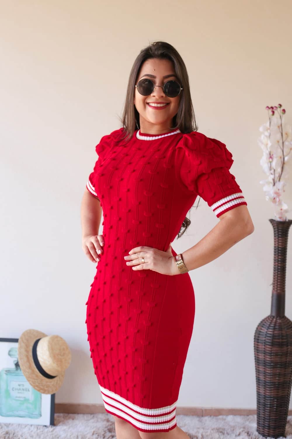 Vestido de Tricot Vermelho | Moda Evangelica