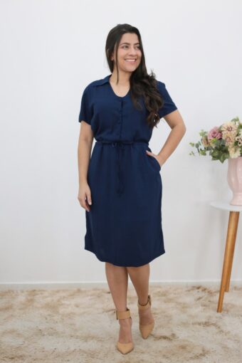 Vestido Viscose Azul em Áquila Tauheny Store | Moda Evangélica