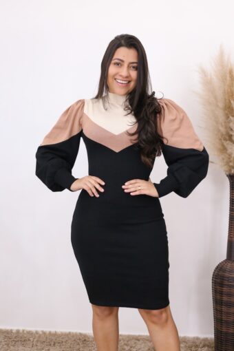 Vestido de Tricot Preto Ágata | Moda Evangélica