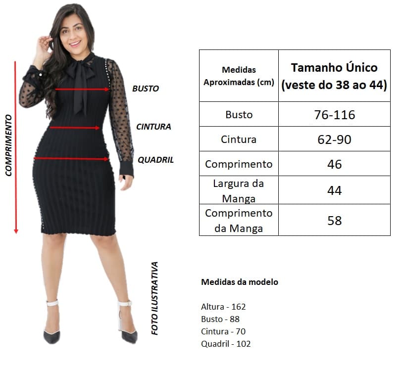 Tabela de Medidas Casaqueto Luiza