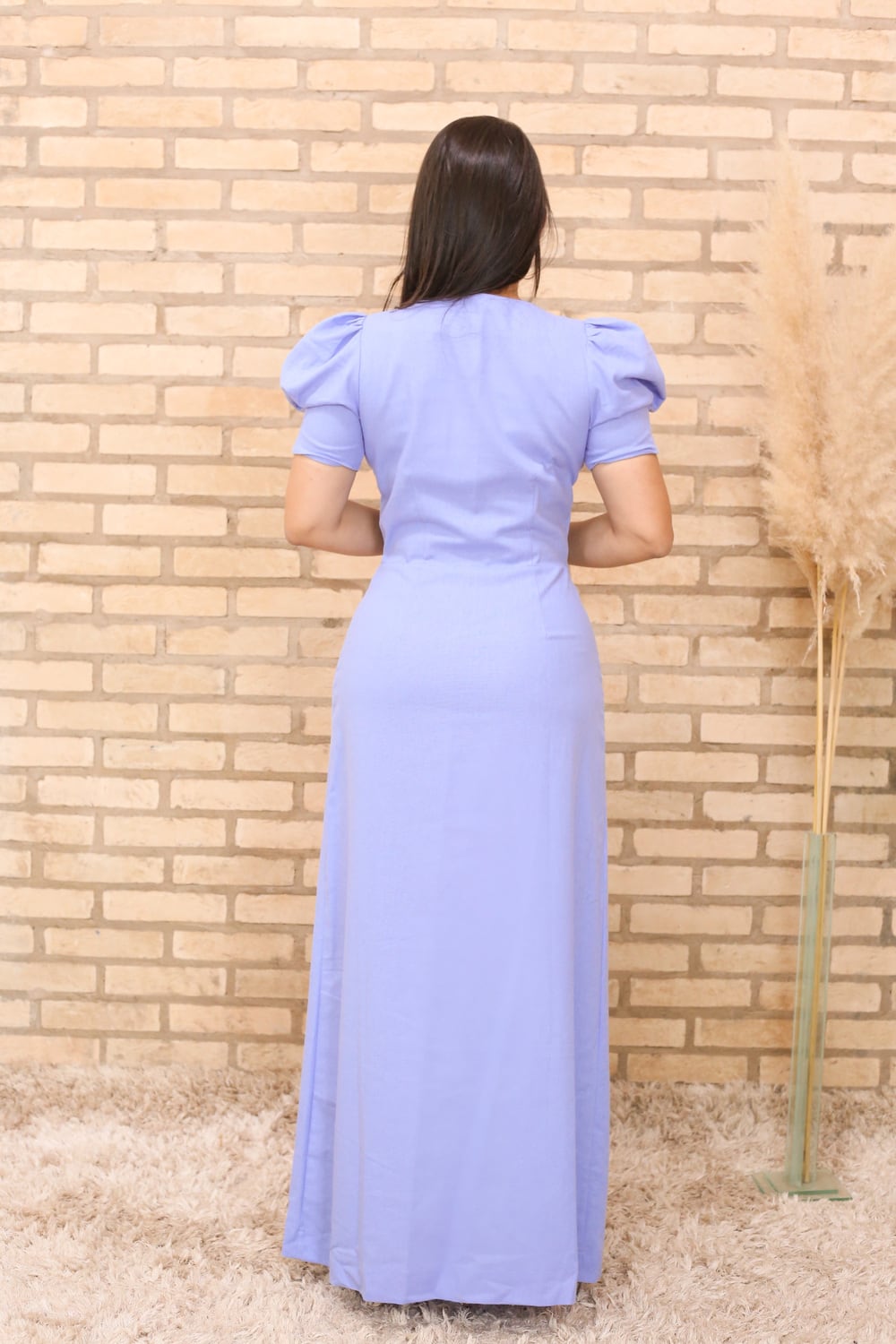 Vestido Linho Violeta | Moda Evangélica e Executiva