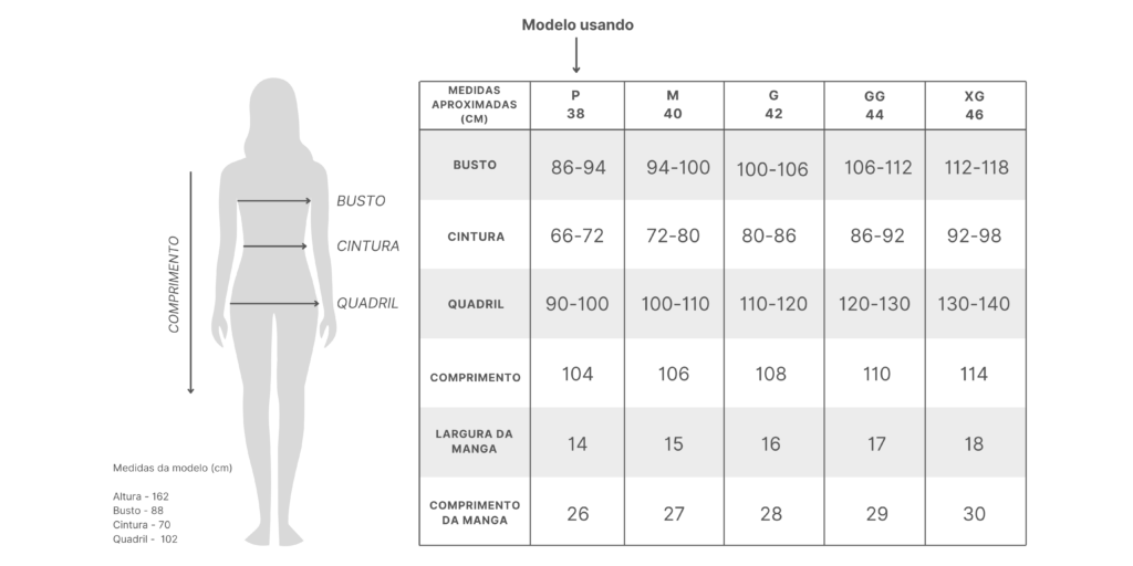 Tabela de Medida - Chemise Noemi 